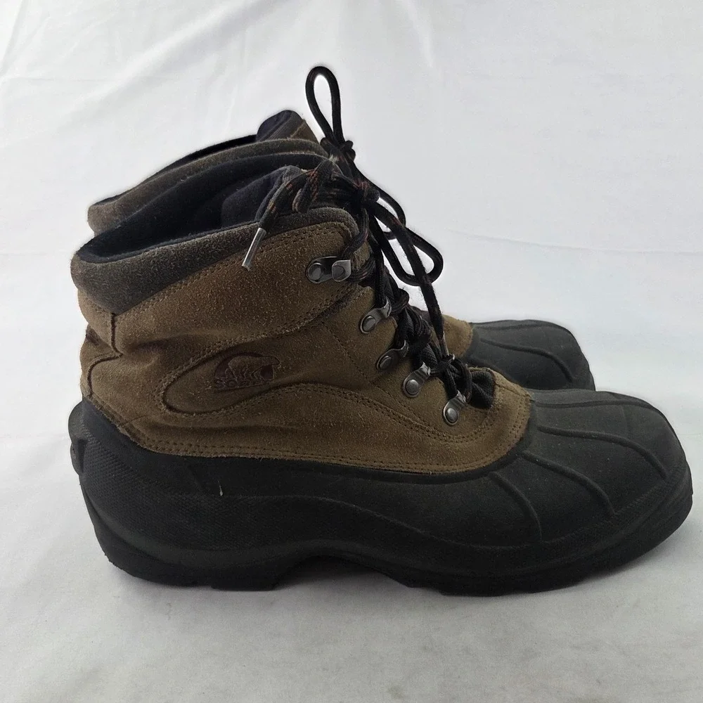 Sorel Winter Snow Boots Mens 12 Brown Leather Waterproof Rubber Duck Gorpcore